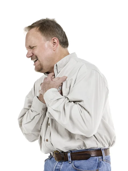 Old man suffering chest pain Stock Image