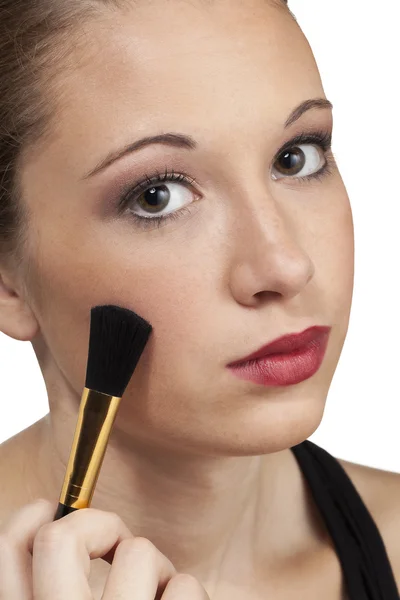 Tiener model hoofd geschoten borstels op make-up — Stockfoto