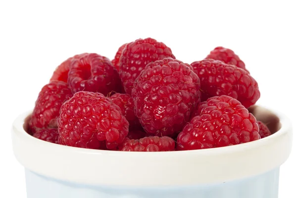 A bowl with red raspberries — Stock Photo, Image