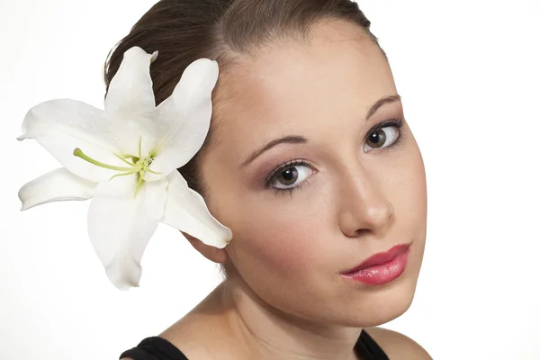 Portrait of beautiful teen girl on white background — Stock Photo, Image