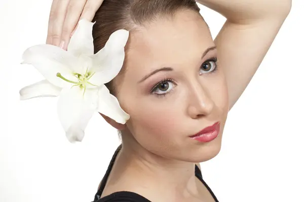 Portrait of beautiful teen girl on white background — Stock Photo, Image