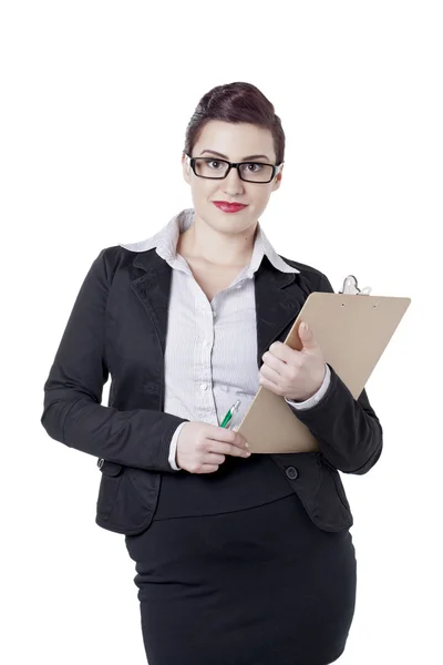 Businesswoman with clipboard — Stock Photo, Image