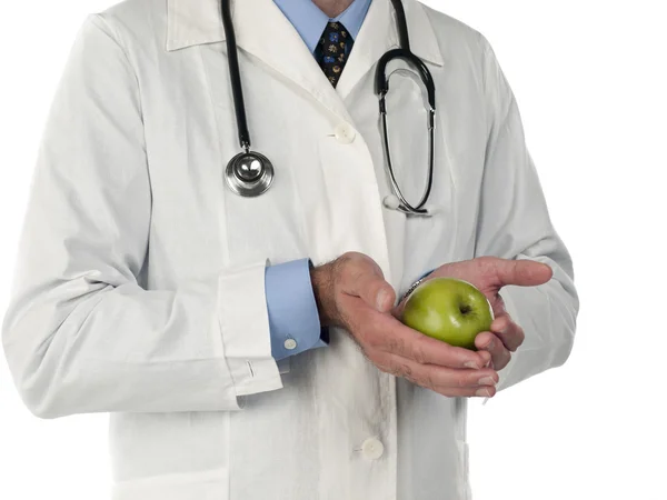 233 mid section of a doctor with apple — Stock Photo, Image