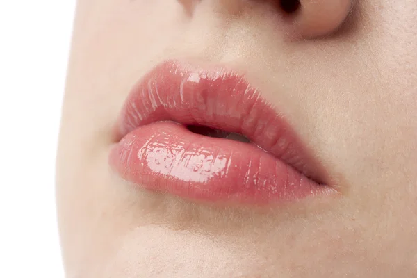 Glossy pink lips — Stock Photo, Image