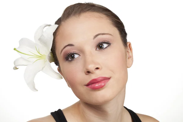 Portrait of beautiful teen girl on white background — Stock Photo, Image