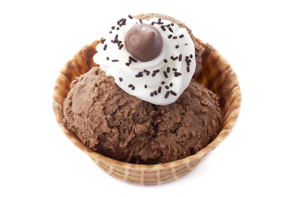 Čokoládový zmrzlinový kornout — Stock fotografie