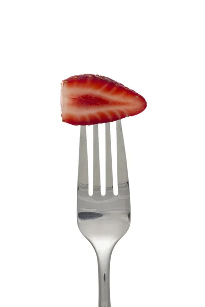 草莓上叉 — 图库照片