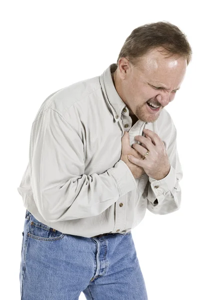 A senior man having a heart attack Stock Photo