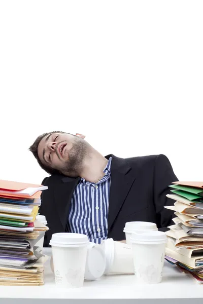 Uomo d'affari che dorme al lavoro — Foto Stock