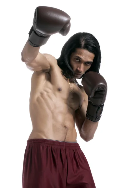 Strong asian boxer — Stock Photo, Image
