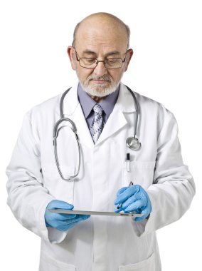 bir doktor ile bir dokunmatik yüzey