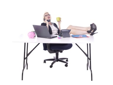 mutlu ve rahat bir iş kadını