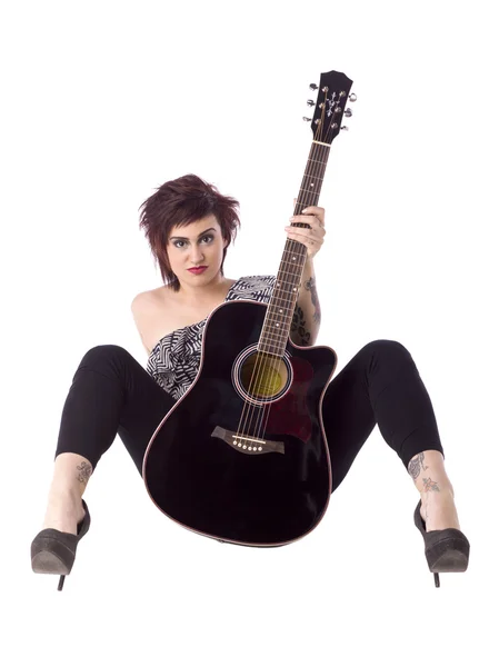 Mulher com guitarra — Fotografia de Stock