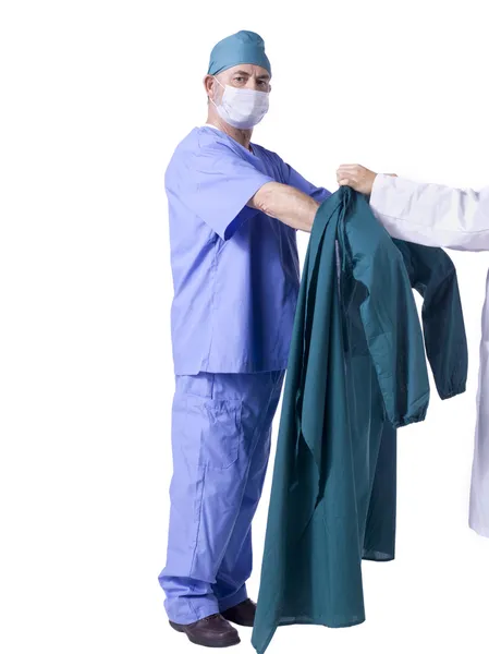 Φορώντας ένα κοστούμι απολέπισης γιατρό — Φωτογραφία Αρχείου