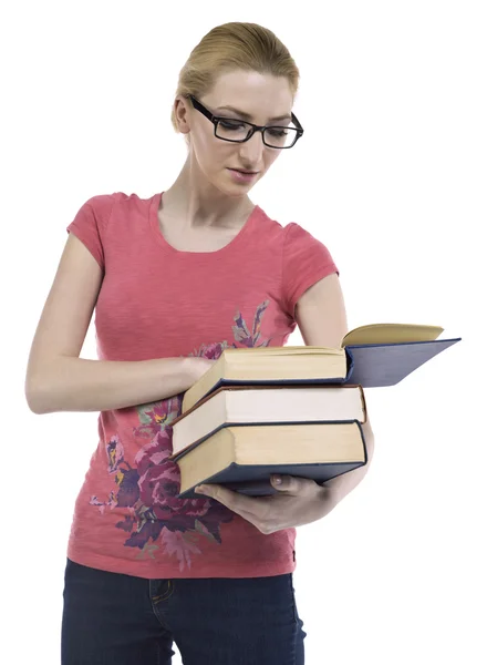 一女学生阅读书 — 图库照片