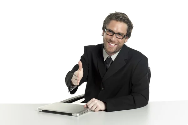 A happy businessman offering handshake — Stock Photo, Image