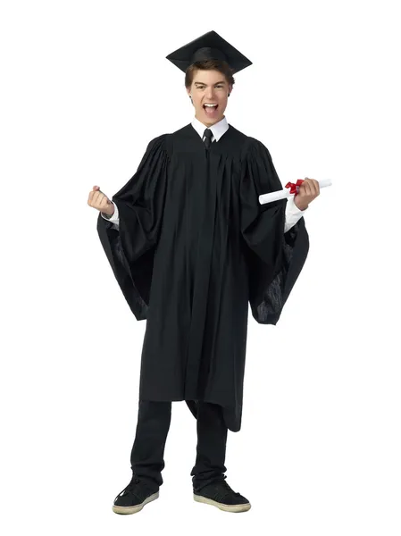 Un uomo felice nel suo giorno di laurea — Foto Stock