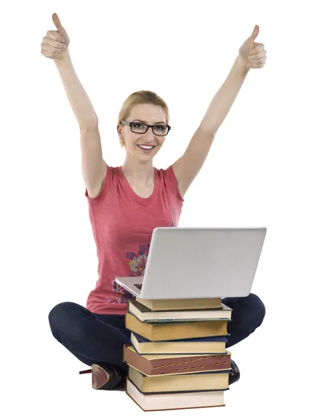 Um estudante feliz com a mão aprovada — Fotografia de Stock