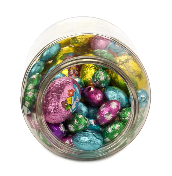 A jar with easter eggs — Stock Photo, Image