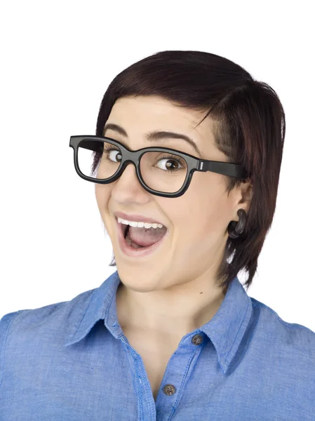 A lady with an open mouth — Stock Photo, Image