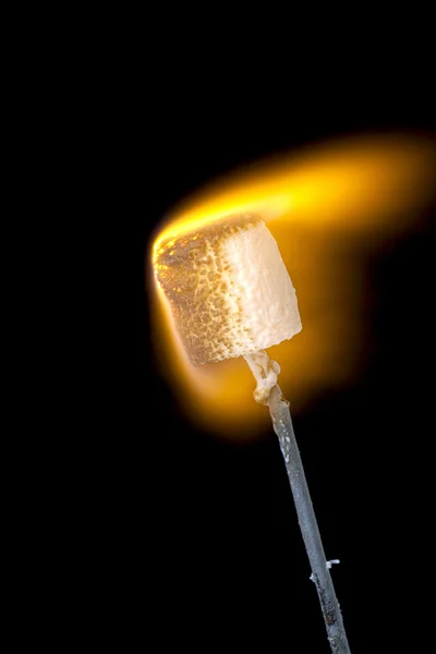 A stick of mallow on fire — Stock Photo, Image