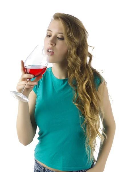Uma mulher bebendo vinho — Fotografia de Stock