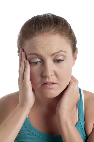 A woman with headache — Stock Photo, Image