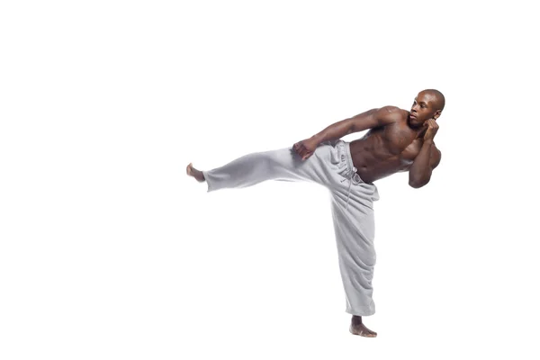 African american fighter in action — Stock Photo, Image