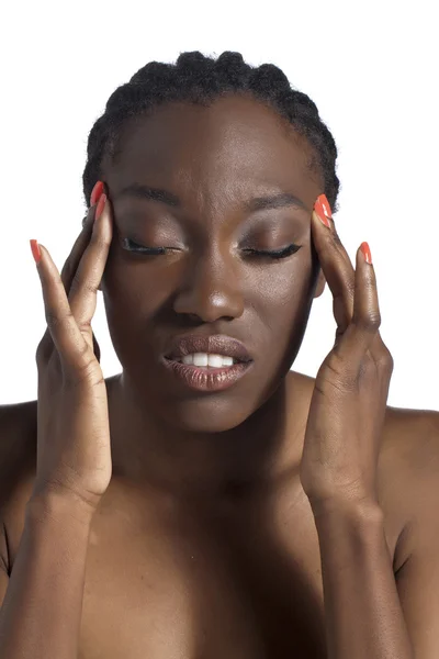 African american woman suffering from headache — Stock Photo, Image