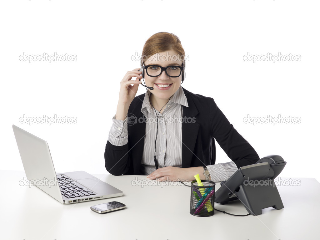 a happy female receptionist