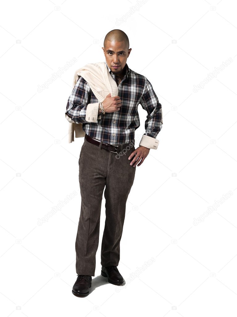 african american man holding his jacket