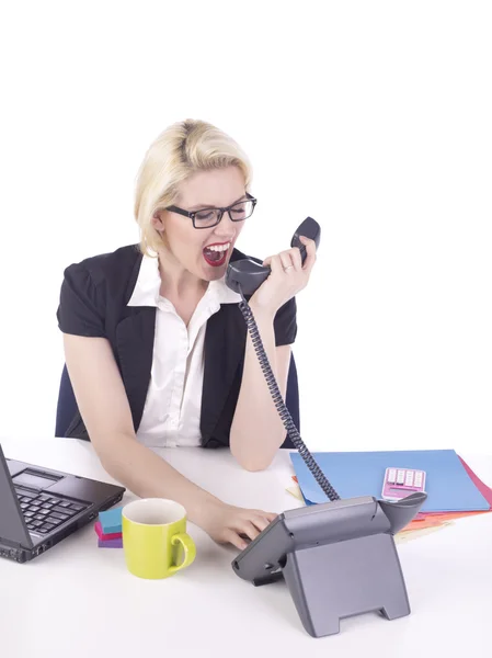 Boos zakenvrouw op telefoon — Stockfoto