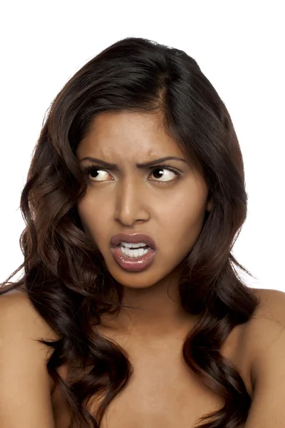 Angry indian woman — Stock Photo, Image