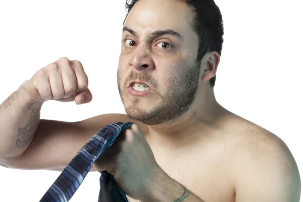 Uomo arrabbiato che tenta di dare un pugno — Foto Stock