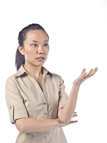 Asian girl in shocked gesture — Stock Photo, Image