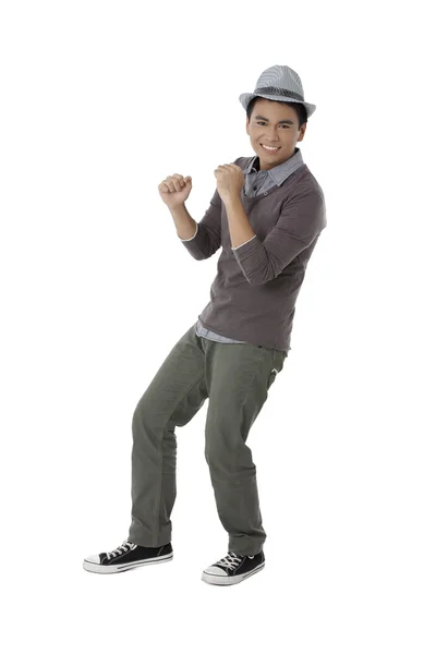 Asijské dospívající muž tančí — Stock fotografie