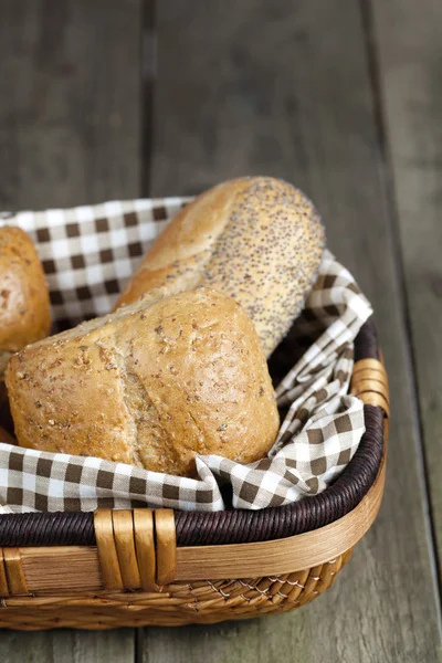 Assorted bread in basket — Stock Photo, Image