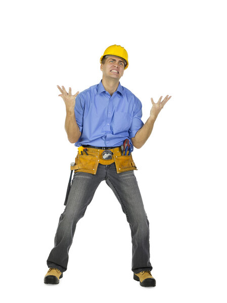 an angry male construction worker