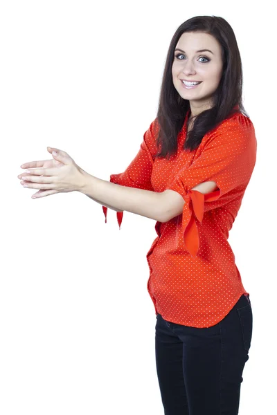 Une jolie femme sur un geste de lavage des mains — Photo