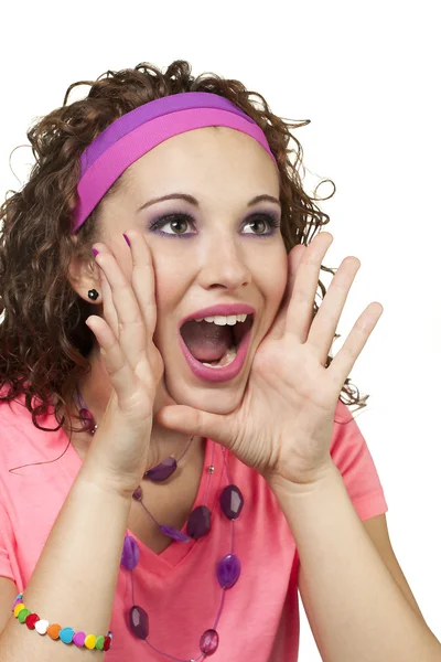 Angled shot of girl yelling — Stock Photo, Image