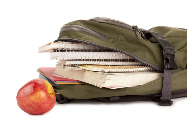 Mela e zaino scuola — Foto Stock