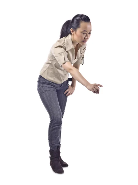 Asyalı kız oyun hamuru ile oynamaktanAziatisch meisje iets te wijzen — Stockfoto