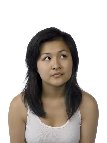 Asian woman looking up — Stock Photo, Image