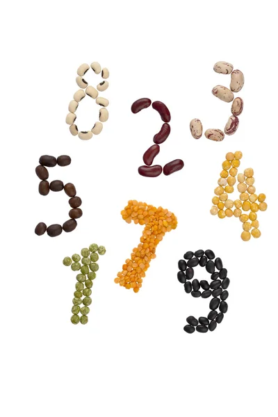 Assorted beans forming numbers — Stock Photo, Image