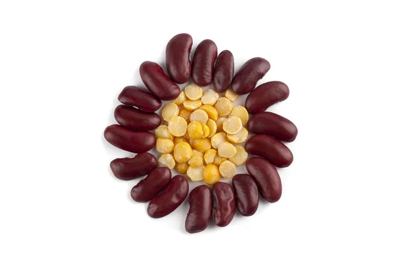 Assorted beans forming flower head — Stock Photo, Image