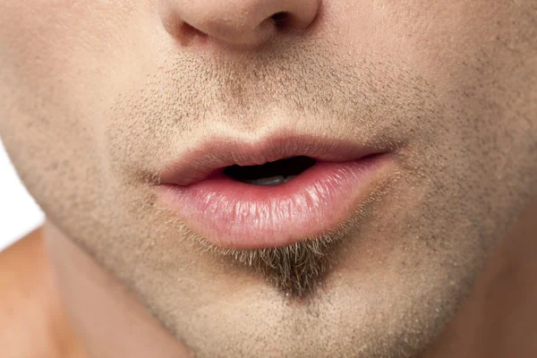 Attractive lips of a male — Stock Photo, Image