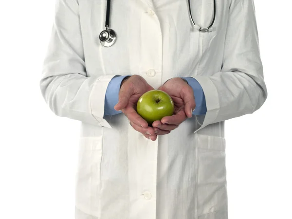 953 裁剪图像的医生抱着青苹果 — 图库照片