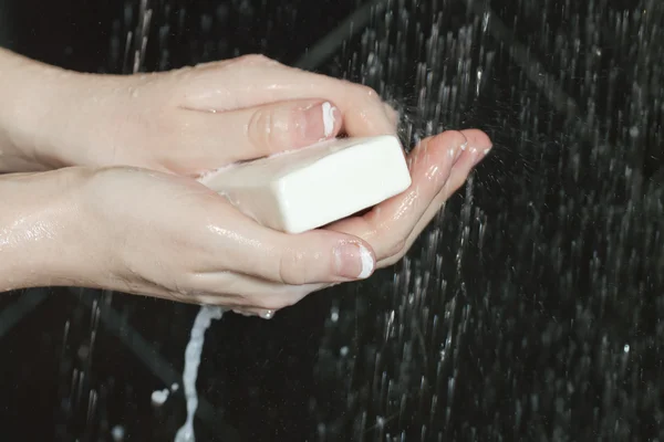 957 hand washing with soap — Stock Photo, Image
