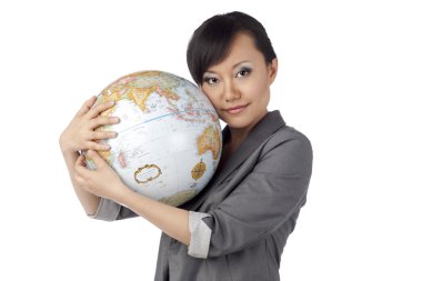 een dame die de hele wereld