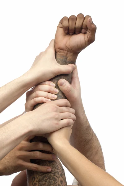 Grupa przedsiębiorstw, podnoszenie ich ręce — Zdjęcie stockowe